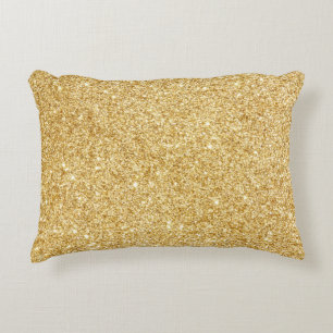 Elegant Faux Gold Glitter Decorative Pillow