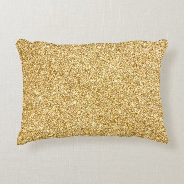 Elegant Faux Gold Glitter Decorative Pillow (Front)
