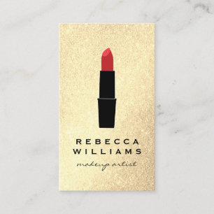 Elegant Faux Gold Glitter Lipstick Business Card