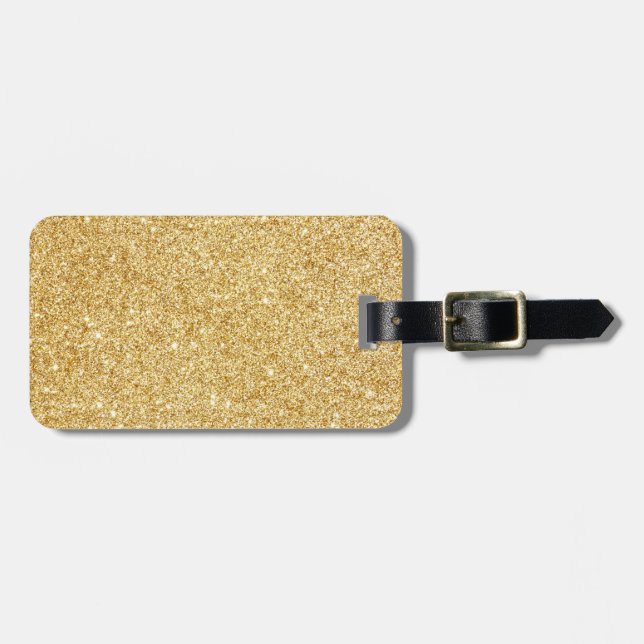 Elegant Faux Gold Glitter Luggage Tag (Front Horizontal)