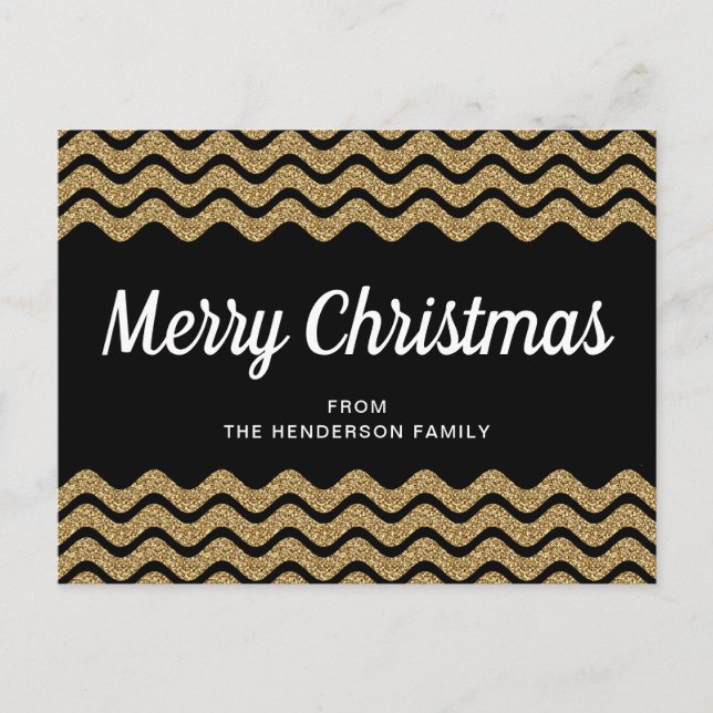 Elegant Faux Gold Glitter Merry Christmas Postcard (Front)