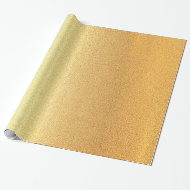 Elegant Faux Gold Glitter Modern Golden Glossy Wrapping Paper (Unrolled)