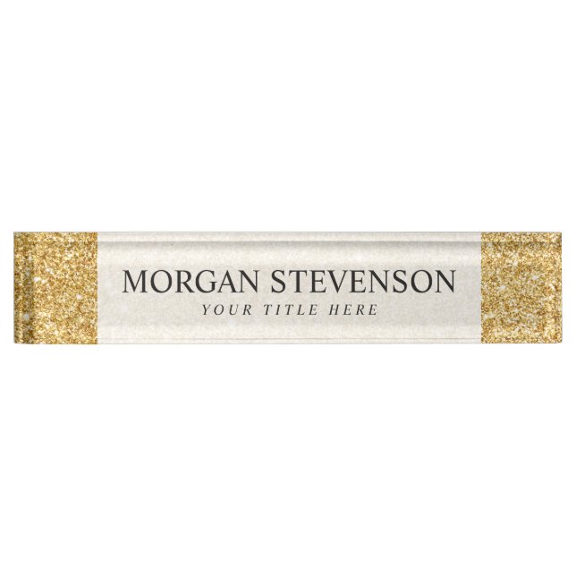 Elegant Faux Gold Glitter Nameplate (Front)