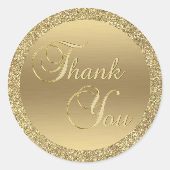 Elegant Faux Gold Glitter Thank You Envelope Seals (Front)