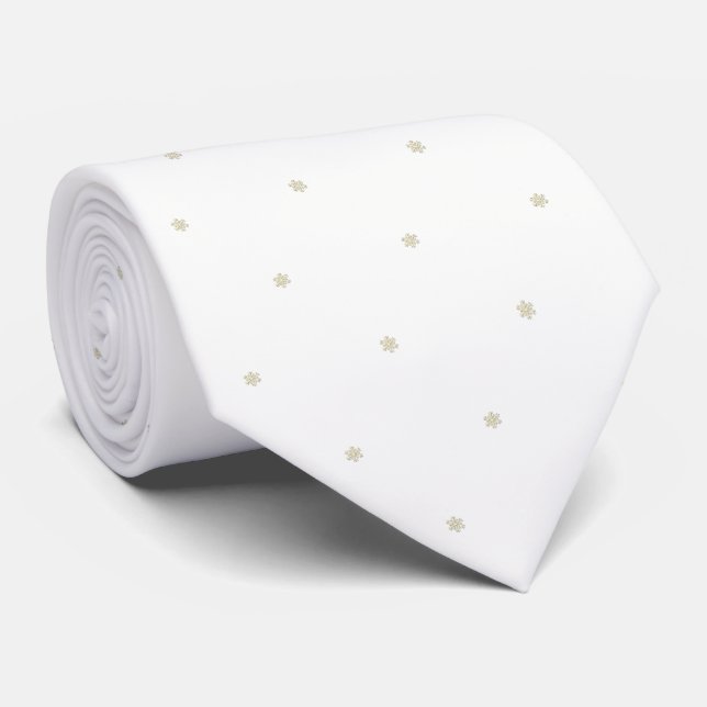 Elegant,Faux Gold  Glittery  Christmas  Snowflakes Tie (Rolled)