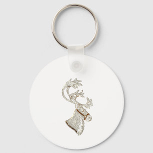 Elegant faux gold holiday reindeer winter keychain