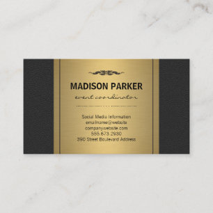 Elegant Faux Gold Label Leather Business Card