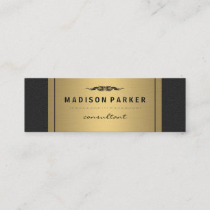 Elegant Faux Gold Label Leather Mini Business Card