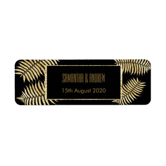 Elegant Faux Gold Leaf Bracken Wedding Return Address Label