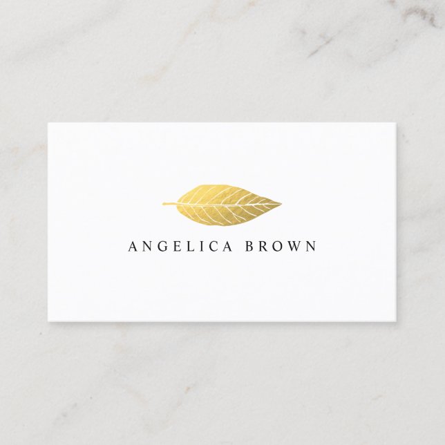 Elegant Faux Gold Leaf Business Card (Front)