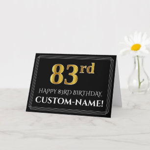 Elegant Faux Gold Look "83rd" Birthday + Name Card
