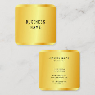 Elegant Faux Gold Metallic Look Modern Glamour Square Business Card