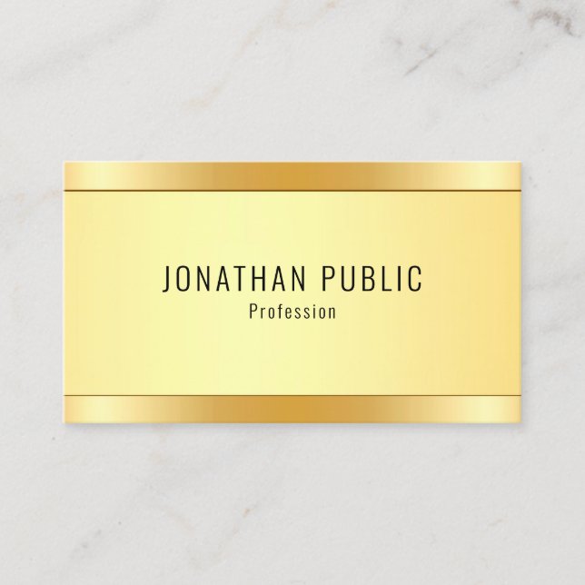 Elegant Faux Gold Metallic Look Modern Template Business Card (Front)