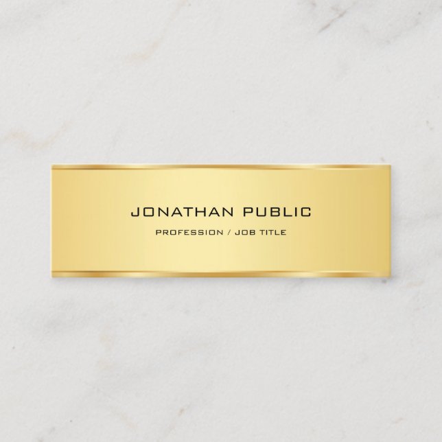 Elegant Faux Gold Minimalist Professional Template Mini Business Card (Front)