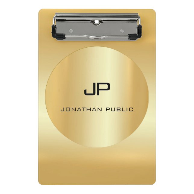 Elegant Faux Gold Modern Monogram Template Mini Clipboard (Front)