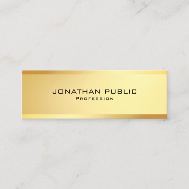Elegant Faux Gold Modern Simple Template Mini Mini Business Card (Front)