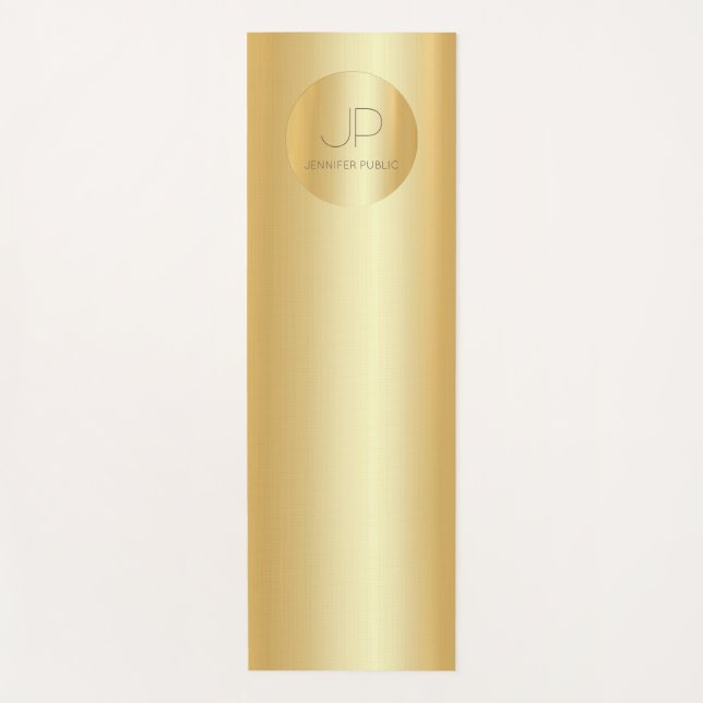 Elegant Faux Gold Monogram Fitness Template Yoga Mat (Front)