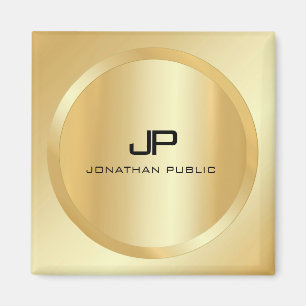 Elegant Faux Gold Monogram Modern Custom Template Magnet