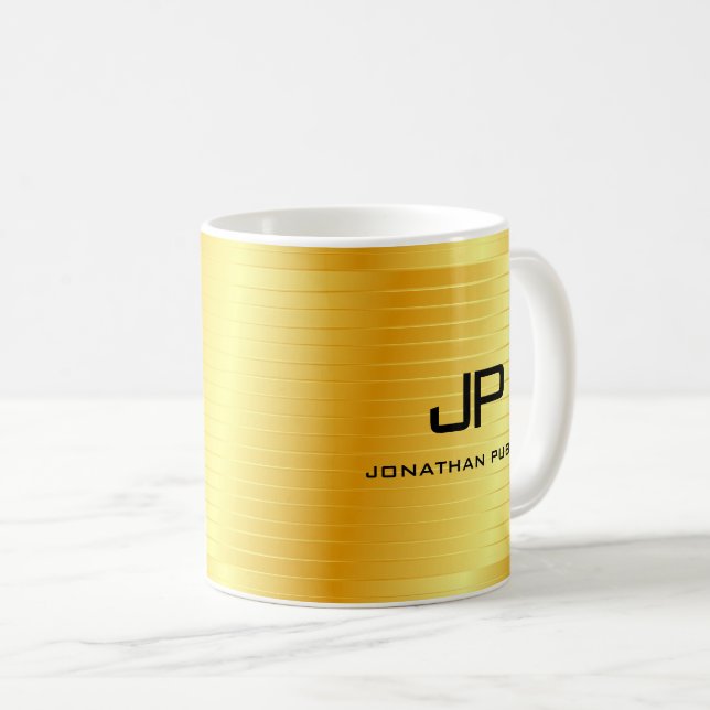 Elegant Faux Gold Monogrammed Template Coffee Mug (Front Right)