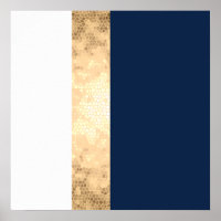 elegant faux gold, navy blue, white stripes