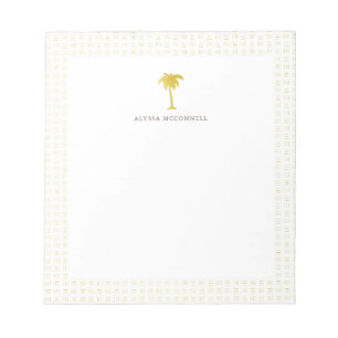 Elegant Faux Gold Palm Tree Notepad
