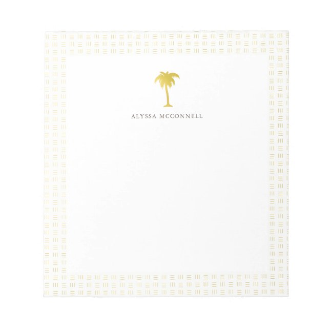 Elegant Faux Gold Palm Tree Notepad (Front)