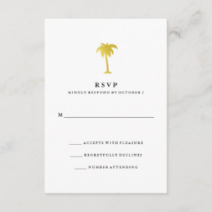 Elegant Faux Gold Palm Tree Wedding RSVP Card