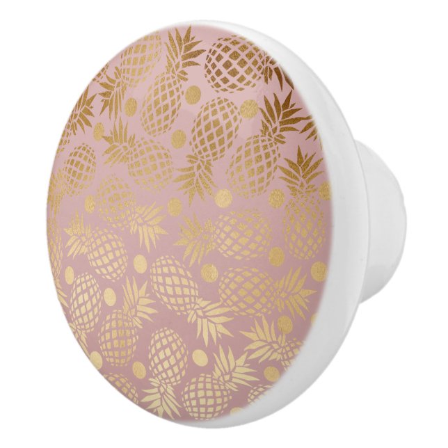 elegant faux gold pineapple pattern polka dots ceramic knob (Right)