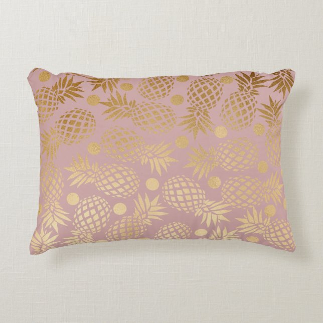 elegant faux gold pineapple pattern polka dots decorative pillow (Front)