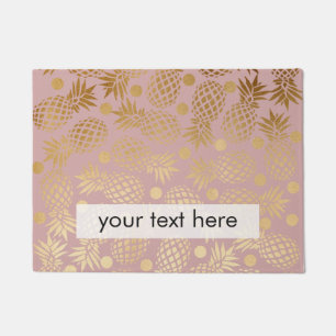 elegant faux gold pineapple pattern polka dots doormat