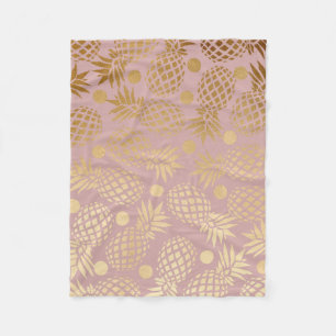 elegant faux gold pineapple pattern polka dots fleece blanket
