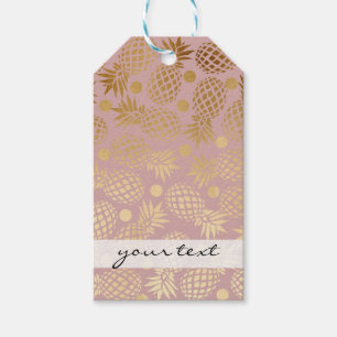 elegant faux gold pineapple pattern polka dots gift tags