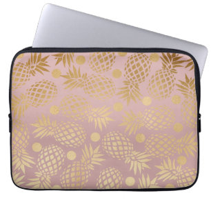 elegant faux gold pineapple pattern polka dots laptop sleeve