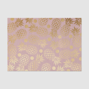 elegant faux gold pineapple pattern polka dots tissue paper