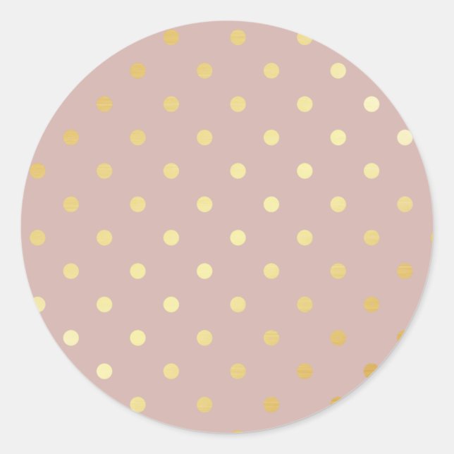 elegant faux gold pink polka dots classic round sticker (Front)