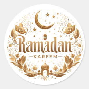 Elegant Faux Gold Ramadan Kareem Mubarak Classic Round Sticker