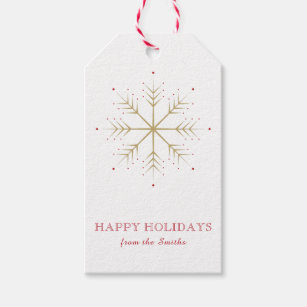 Elegant Faux Gold Red Snowflake Gift Tags