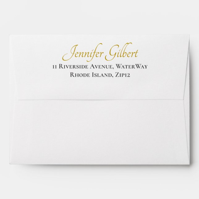 Elegant Faux Gold Return Address 5x7  Envelope (Back (Top Flap))