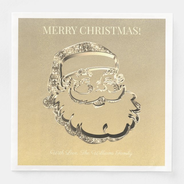 Elegant Faux Gold Santa Claus Merry Christmas Napkin (Front)
