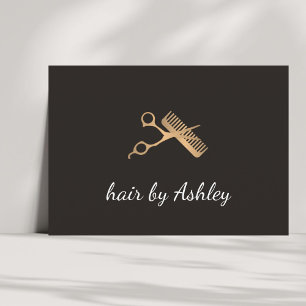 Elegant Faux Gold Scissors Comb Hair Stylist Business Card