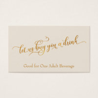 Élégant Faux-Gold Script Cream Boire des billets