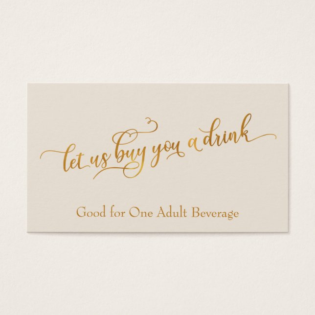 Élégant Faux-Gold Script Cream Boire des billets (Devant)