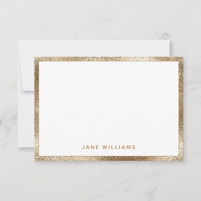 Elegant Faux Gold Shimmer Border Personalized Name Card (Front)
