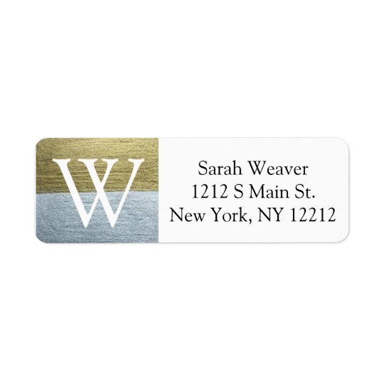 Elegant Faux Gold & Silver Monogram Address Labels
