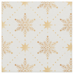 Elegant Faux Gold Snowflakes Christmas Patttern Fabric