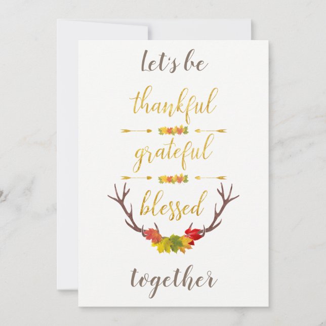 Elégant Faux Gold Thanksgiving Invitation (Devant)