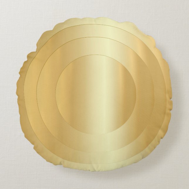 Elegant Faux Gold Trendy Glamourous Template Round Pillow (Front)
