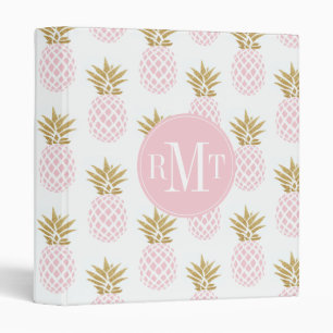Elegant faux gold tropical pineapple pattern binder