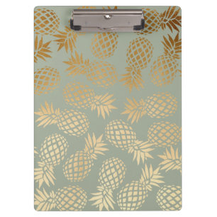 elegant faux gold tropical pineapple pattern clipboard