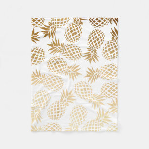 elegant faux gold tropical pineapple pattern fleece blanket
